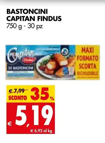 Tigros Findus Bastoncini Capitan 750 g 30 pz offerta