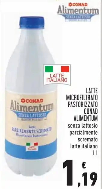 Conad Latte Microfiltrato Pastorizzato Conad Alimentum senza lattosio parzialmente scremato latte italiano 1 L offerta