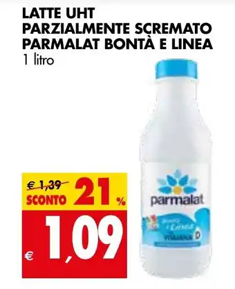 Tigros Parmalat Latte UHT Parzialmente Scremato Bontà E Linea 1 litro offerta