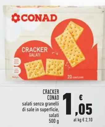 Conad Cracker Conad salati senza granelli di sale in superficie, salati 500g offerta