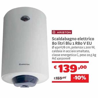 Bricocenter Scaldabagno elettrico 80 litri blu 1 r80 v eu offerta