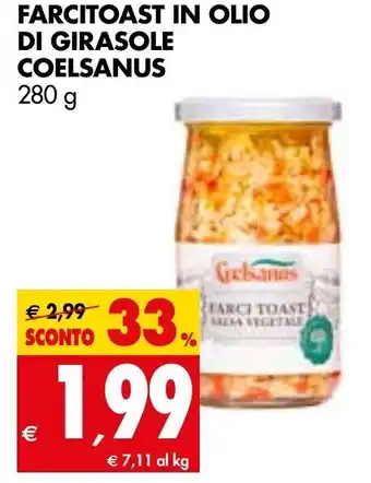 Tigros Coelsanus Farcitoast in Olio di Girasole 280 g offerta