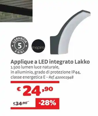 Bricocenter Applique a led integrato lakko offerta