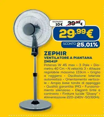 Euronics Zephir ventilatore a piantana zng41p offerta
