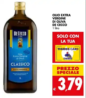 Tigros De Cecco Olio Extra Vergine di Oliva 1 litro offerta