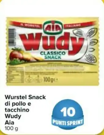 Carrefour Aia Wudy Wurstel Snack di pollo e tacchino 100g offerta