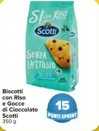 Carrefour Scotti Biscotti con Riso e Gocce di Cioccolato 350g offerta