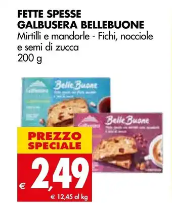 Tigros Galbusera BelleBuone Fette Spesse Mirtilli e mandorle - Fichi, nocciole e semi di zucca 200 g offerta