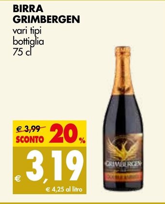 Tigros Grimbergen Birra vari tipi bottiglia 75 cl offerta
