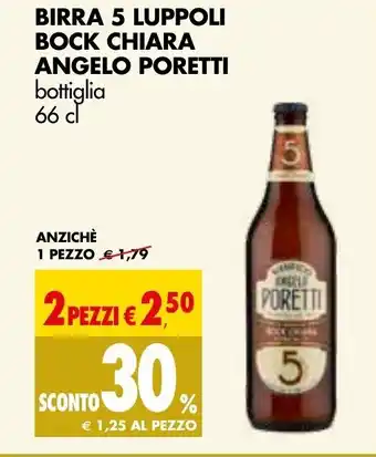 Tigros Angelo Poretti Birra 5 Luppoli Bock Chiara bottiglia 66 cl offerta