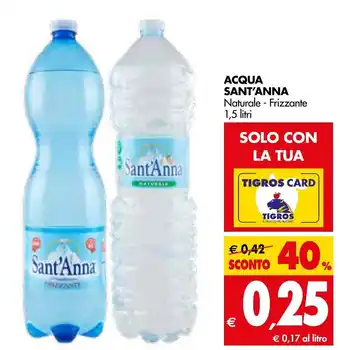 Tigros Sant'Anna Acqua Naturale - Frizzante 1,5 litri offerta