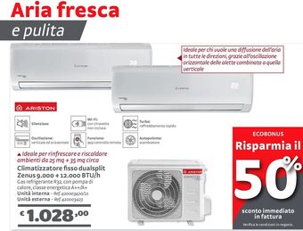 Bricocenter Climatizzatore fisso dualsplit zenus 9.000 + 12.000 btu/h offerta
