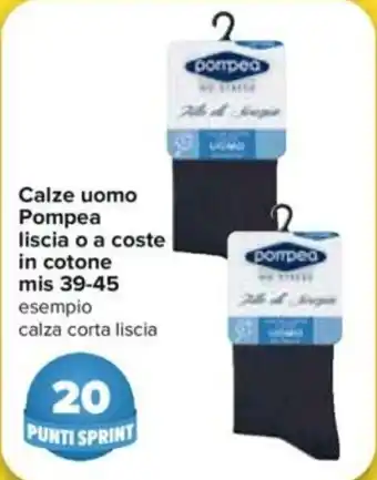 Carrefour Pompea Calze Uomo liscia o a coste in cotone mis 39-45 offerta
