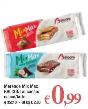 Famila Balconi Mix Max al cacao/cocco/latte merenda 35g x 10 offerta