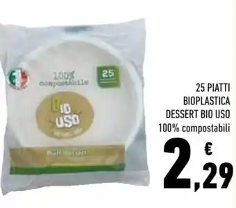 25 Piatti bioplastica dessert bio uso
