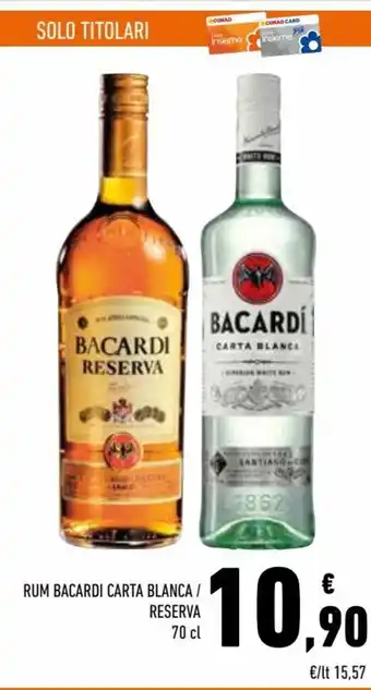 Conad Rum Bacardi Carta blanca/reserva 50 cl offerta