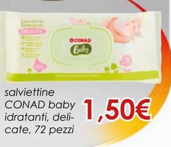 Conad Conad baby salviettine idratanti, delicate, 72 pezzi offerta