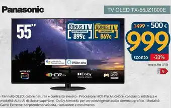 Sinergy Panasonic TV Oled TX-55JZ1000E offerta