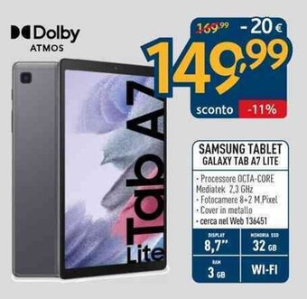 Sinergy Samsung Tablet Galaxy Tab A7 Lite offerta