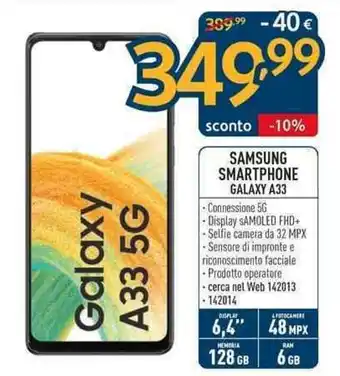 Sinergy Samsung Smartphone Galaxy A33 offerta