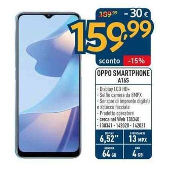 Sinergy Oppo Smartphone A16S offerta
