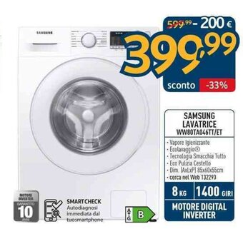 Sinergy Samsung Lavatrice WW80TA046TT/ET offerta
