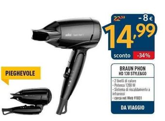 Sinergy Braun Phon HD 130 Style&Go offerta