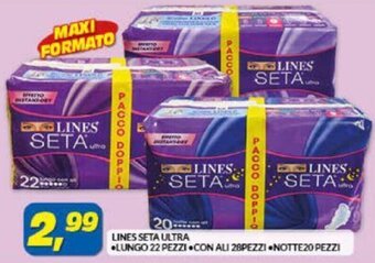 Risparmio Casa Lines Seta Ultra Lungo 22 pezzi, Con Ali 28 pezzi, Notte 20 pezzi offerta