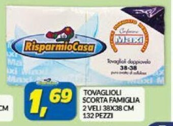 Risparmio Casa Tovaglioli Scorta Famiglia 2 veli 38x38 cm 132 pezzi offerta