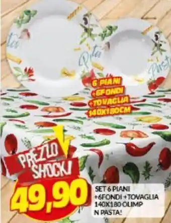 Risparmio Casa Set 6 Piani +6Fondi+Tovaglia 140x180 Olimp N Pasta! offerta