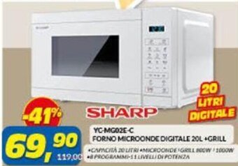 Risparmio Casa Sharp YC-MG02E-C Forno Microonde Digitale 20L+Grill offerta