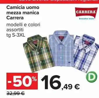 Camicia uomo mezza manica carrera