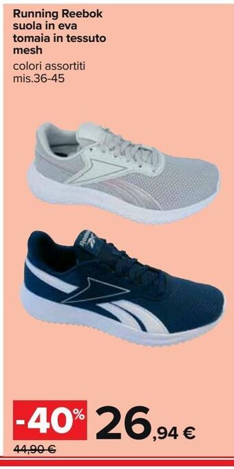 Running reebok suola in eva tomaia in tessuto mesh