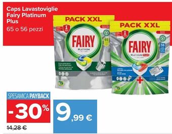 Carrefour Iper Caps lavastoviglie fairy platinum plus offerta