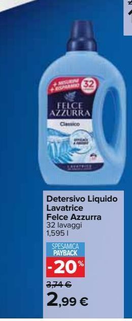 Carrefour Iper Detersivo liquido lavatrice felce azzurra offerta