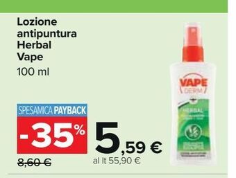Carrefour Iper Lozione antipuntura herbal vape offerta