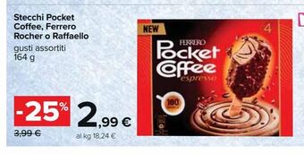 Carrefour Iper Stecchi pocket coffee, ferrero rocher o raffaello offerta