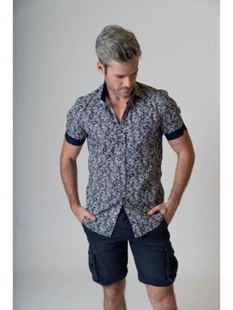 Invidia Camicia uomo a maniche corte realizzata in cotone popeline fantasia floreale offerta