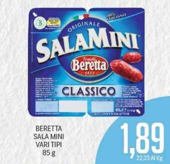 Supermercati Piccolo Beretta Sala Mini Vari Tipi 85 g offerta
