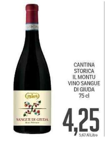 Supermercati Piccolo Cantina Storica Il Montu Vino Sangue Di Giuda 75 cl offerta