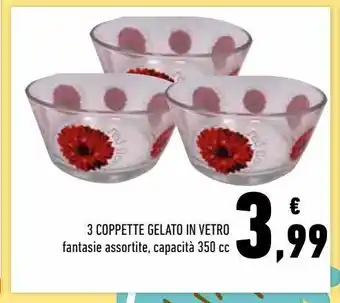 Conad 3 coppette gelato in vetro offerta