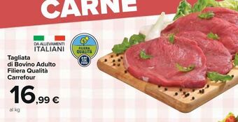 Tagliata di bovino adulto filiera qualità carrefour