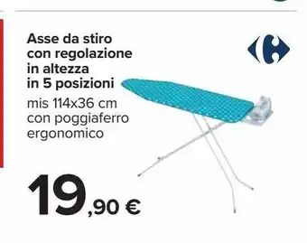 Asse da stiro con regolazione in altezza in 5 posizioni