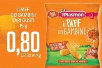 Supermercati Piccolo Plasmon I Paff Dei Bambini Vari Gusti 15 g offerta