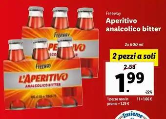 Lidl Freeway Aperitivo analcolico bitter 2x600 ml offerta