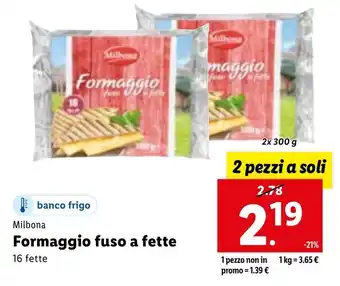 Lidl Milbona Formaggio fuso a fette 16 fette 2x300 g offerta