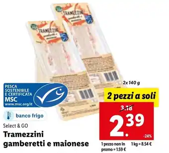 Lidl Select & Go Tramezzini gamberetti e maionese 2x 140 g offerta