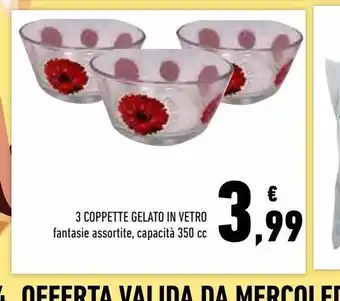 Conad Superstore 3 coppette gelato in vetro offerta