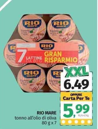 Pam Rio Mare Tonno all'olio di oliva 80 g x 7 offerta