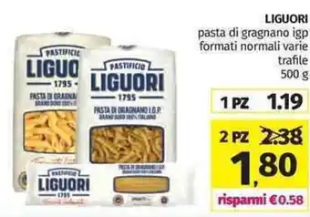 Pam Liguori pasta di gragnano igp formati normali varie trafile 500 g offerta